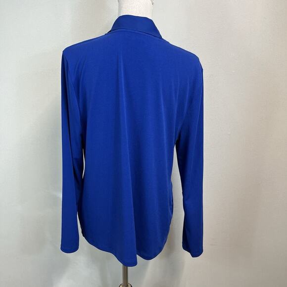 Charter Club Blouse Tunic size Extra Large Royal Blue Bow Stretch Career Modest - Picture 6 of 7